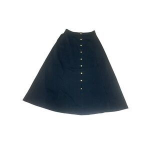 80s Black A-Line Long Skirt